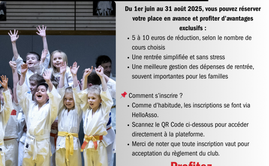 Grande nouveauté cette année : notre club de judo lance les pré inscriptions pour la saison 2025/2026 !